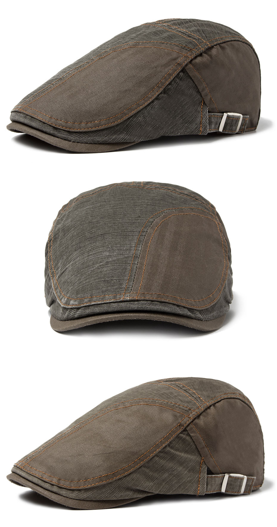 Baumwoll-Patchwork-Baskenmütze für Herren, vorne, Entenschnabel, britischer, lässiger Sonnenschutzhut, trendig für Damen_voghion.com