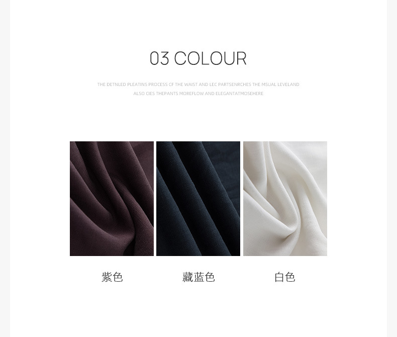 Quần ống rộng nữ cạp cao suông rộng dáng 9 phần vải linen lyocell — màu xanh hải quân chi tiết 5