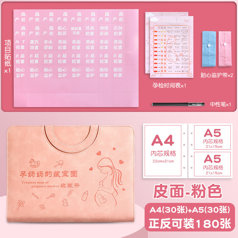 妊娠検査収納ブック、妊娠検査ファイルレポート、妊娠中の母親のB超フォルダー、出生前検査用ポータブルジッパーバッグ情報|undefined