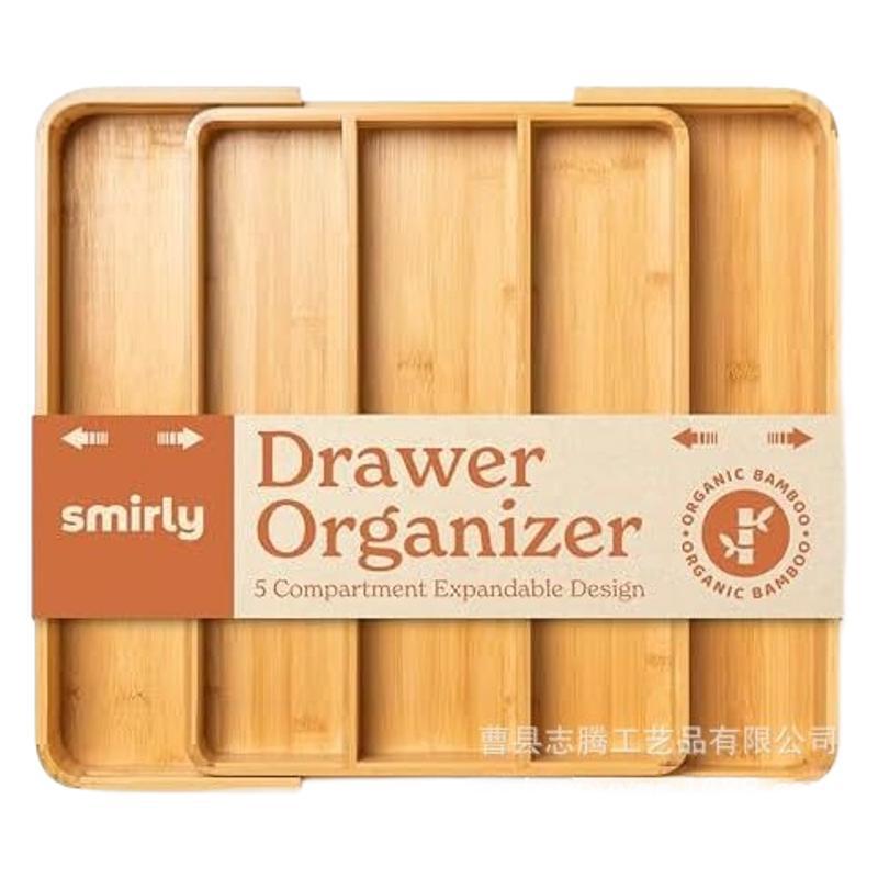 Caja de almacenamiento de cajón de cocina de bambú transfronterizo Caja de almacenamiento de vajilla de cajón de rejilla múltiple
