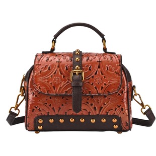 New Cross-border European and American Retro Bag Women's Embossed Color Shoulder Bag Crossbody Fashion Genuine Leather Women's Casual Bag