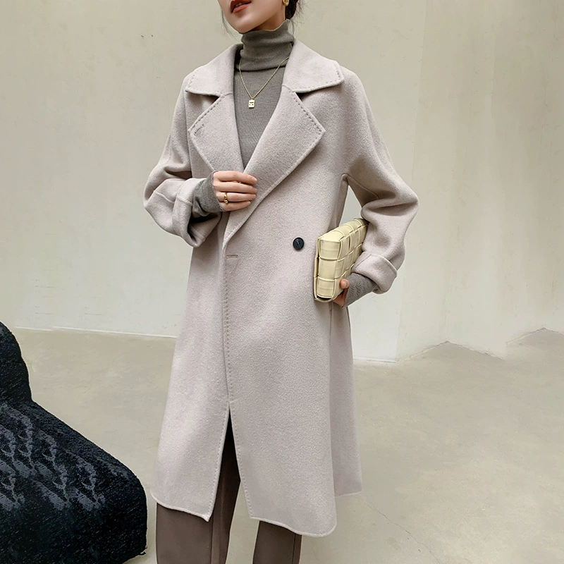 Демисезонное двустороннее кашемировое модное Woolen trench coat, корейский стиль, свободный крой