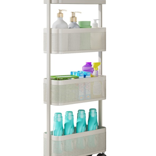 Kitchen storage cabinet floor multi-functional shelf multi-layer seasoning rack gap cabinet, narrow slit storage box, crevice cabinet