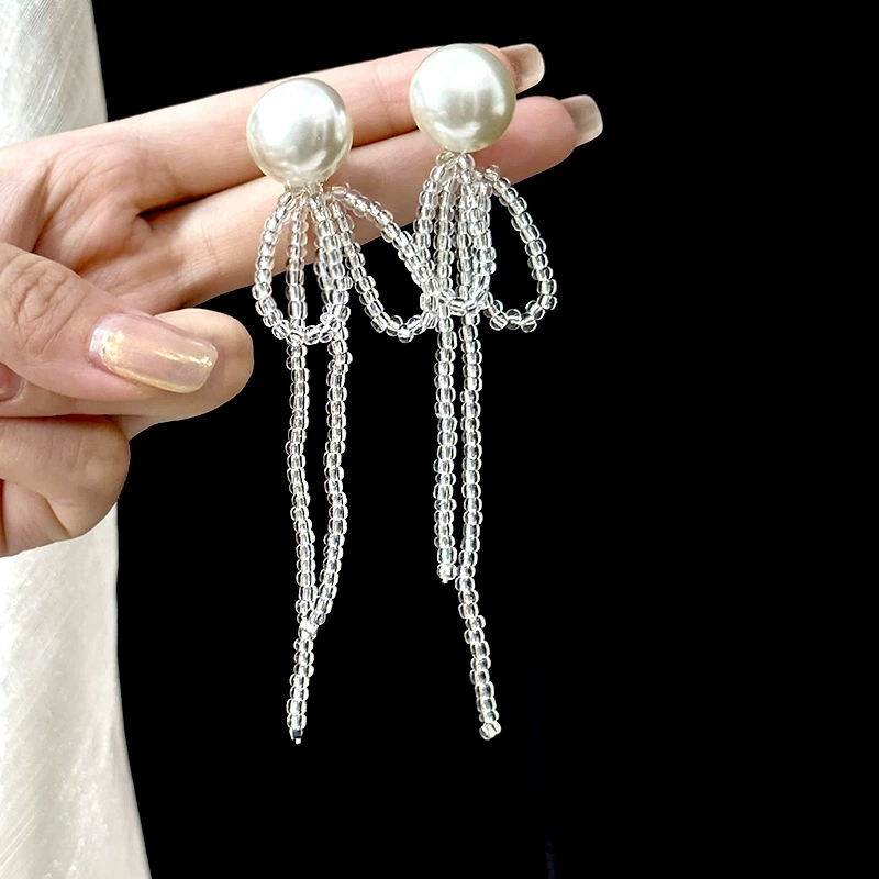 Серебряная игла, серьги, дизайн с цирконием с кисточками, цветок, простой и элегантный дизайн, тренд сезона