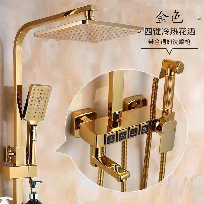 Fábrica directa de baño negro temperatura constante conjunto de ducha de ducha doméstica todo cobre conjunto de ducha de presión de baño