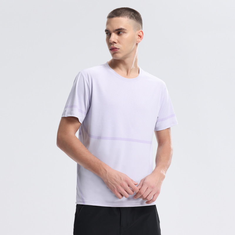 2025 nuevo transfronterizo de verano hielo camiseta de manga corta hombre delgado deportivo ocio transpirable ropa de entrenamiento de carrera seca rápida