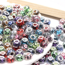 潘手链串珠 14mm树脂光面内花琉璃散珠手链diy配件大孔珠材料