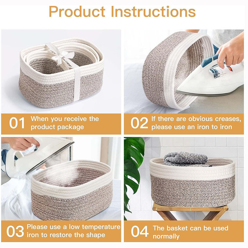Cesta tejida de cuerda de algodón hecha a mano al estilo japonés Cesta de almacenamiento de artículos diversos para ropa Cesta de almacenamiento de bocadillos domésticos Juego de cuatro piezas transfronterizo