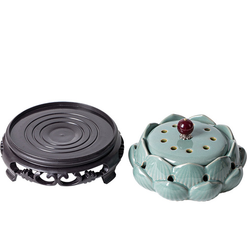 Retro lotus plate incense burner creative Zen home indoor tea room tea table mugwort sandalwood agarwood aromatherapy burner ornaments