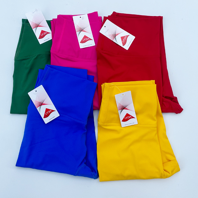 New LULU Sports Naked Yoga Pants No Embarrassment Line Double-sided Sanding High Waist Hip-lifting Fitness Pants Peach Hip Pants