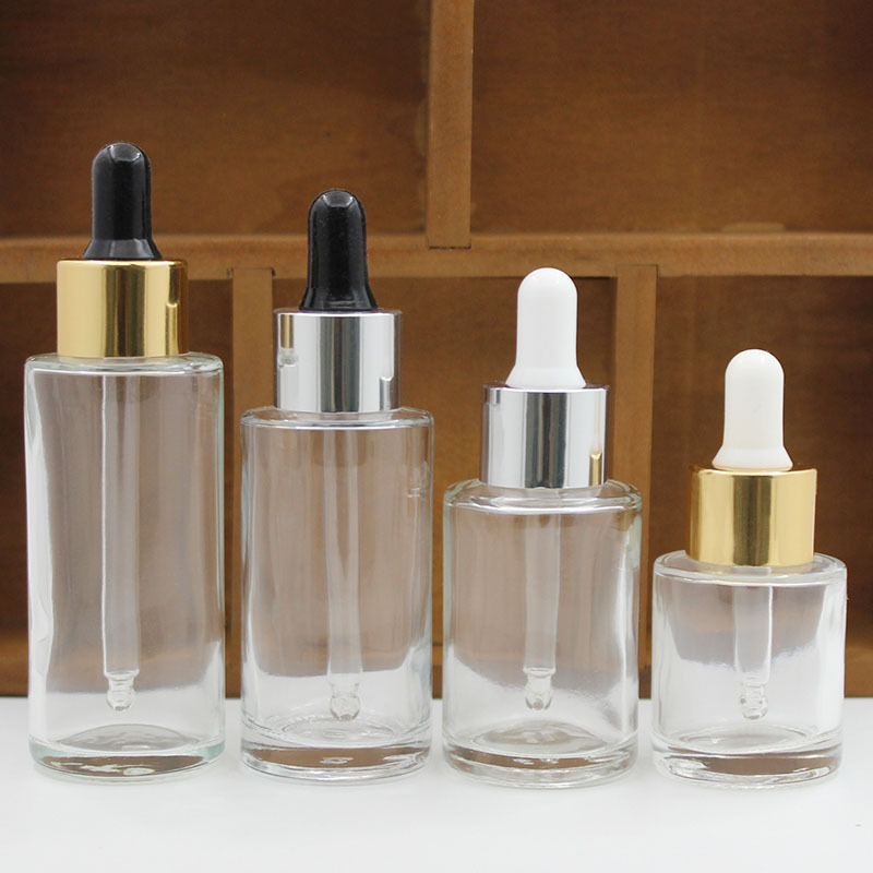 20ml30ml40透明玻璃瓶金银圈滴管式精油瓶精华瓶50 60ml分装空瓶