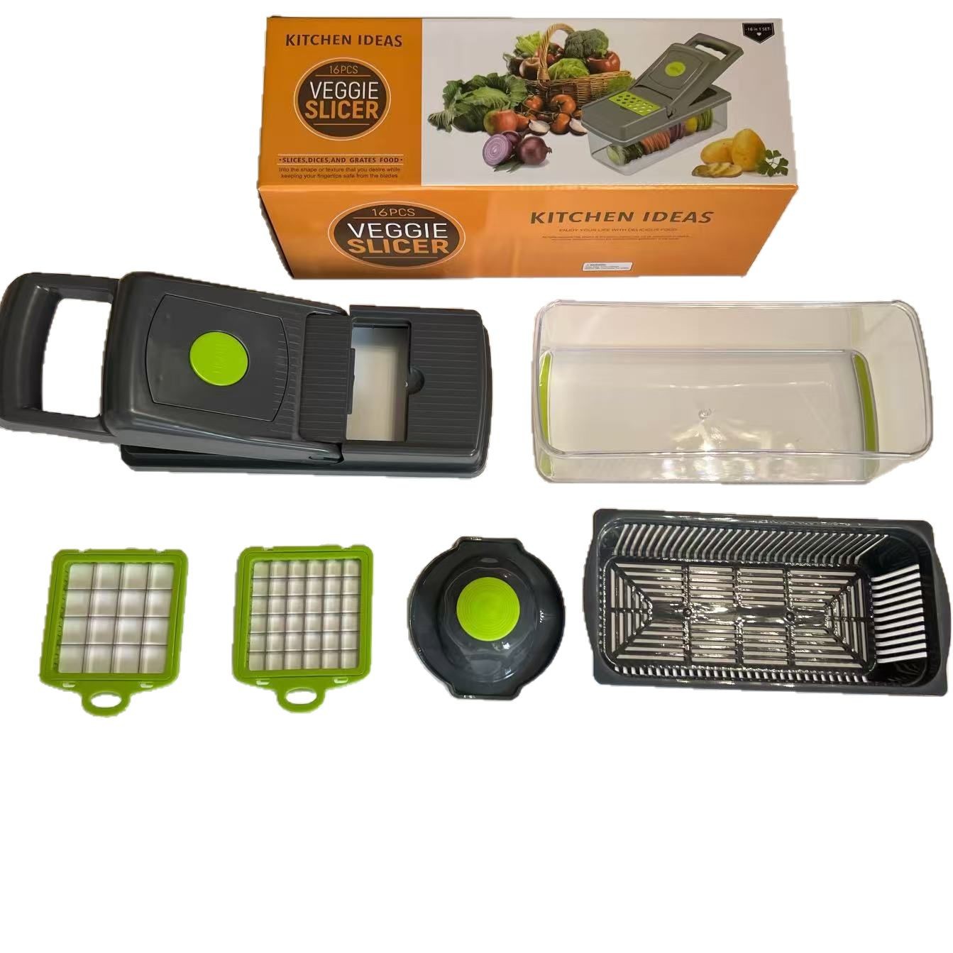 Cortador de verduras multifuncional 16 en 1, rebanador, picador y ayudante de cocina versátil