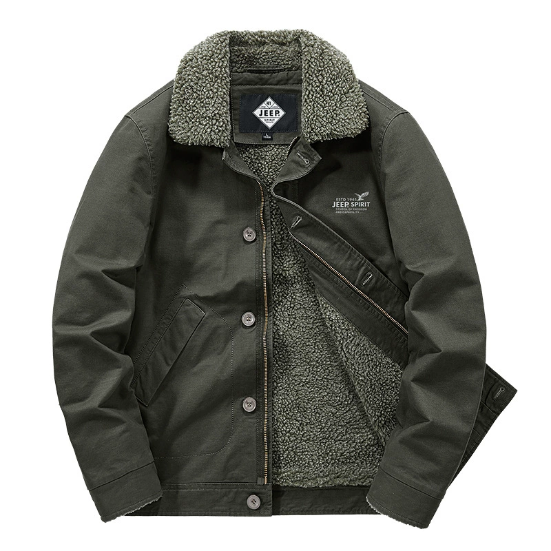 Осенне-зимняя хлопковая верхняя одежда, мужская бархатная утолщенная хлопковая верхняя одежда, теплая верхняя одежда из овечьей шерсти, рабочая одежда с лацканами, хлопковая верхняя одежда 18905JP