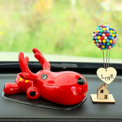 Yilu Peaceful Car Ornaments Personalized Car ornaments - red-fawn-flying-house-balloon-water-droplets-non-slip-mat