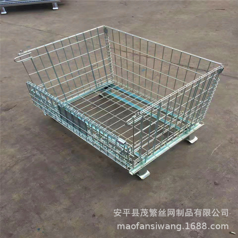 现货金属折叠储物笼 仓储笼周转箱 快递中转移动铁笼子网