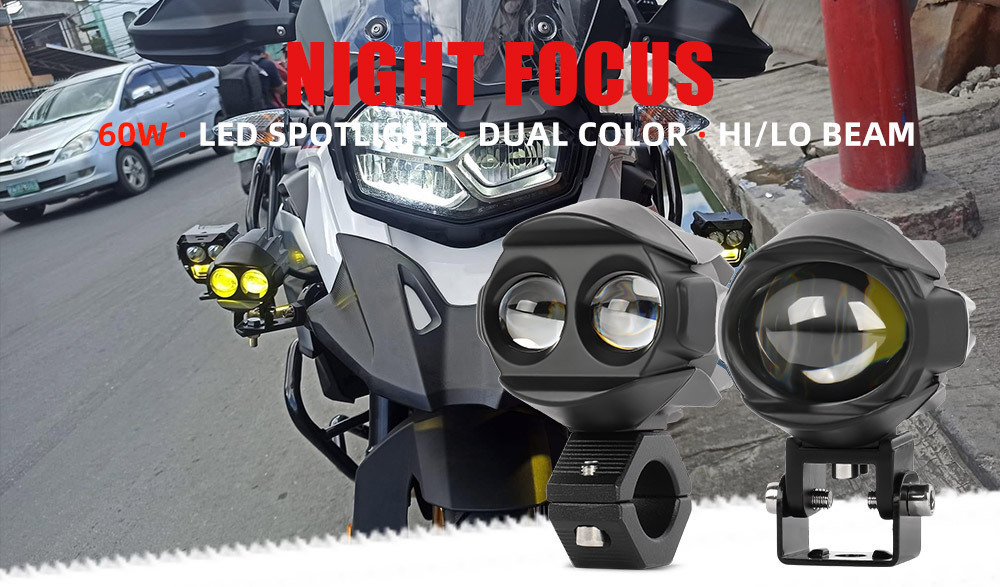 New wide-voltage motorcycle external waterbird LED spotlight, ultra-bright front driving light for electric vehicles