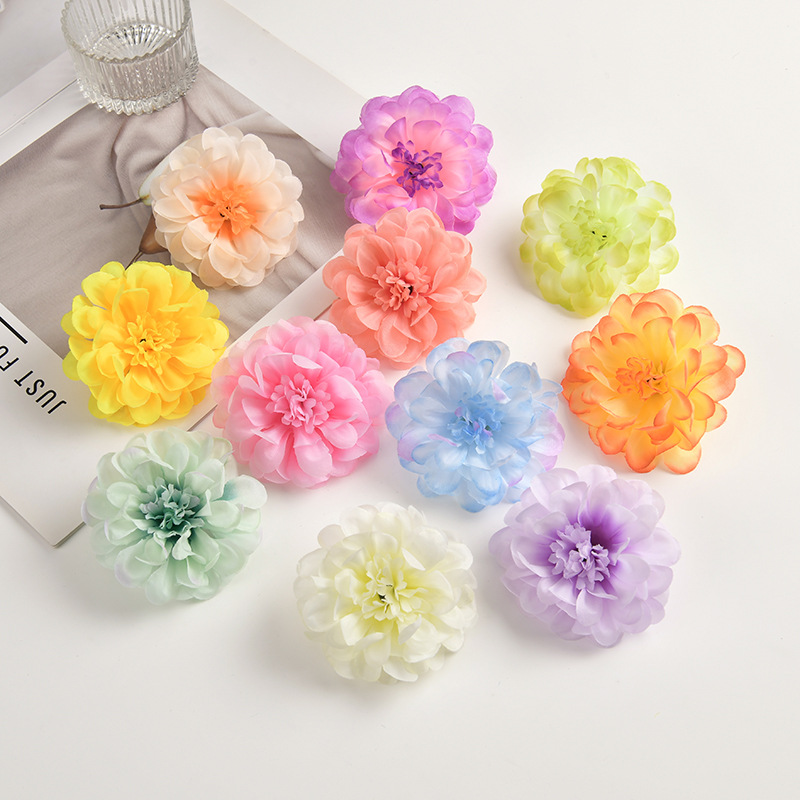 Simulated 8cm Silk Chrysanthemum Flowers Handmade Dance Hairpin Hair Accessories Garland Material Wedding Home Decoration Flowers