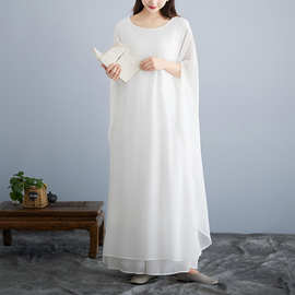 新款 禅舞服套装带袖子仙女飘逸长裙茶禅服文艺古筝演出服欧美
