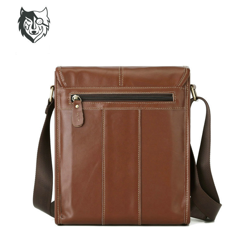 Bolso de los hombres vintage aceite de cera de cuero hombro bolsa de mensajero de ocio deportes primera capa de piel de vaca bolsa de ordenador de una sola pieza de entrega