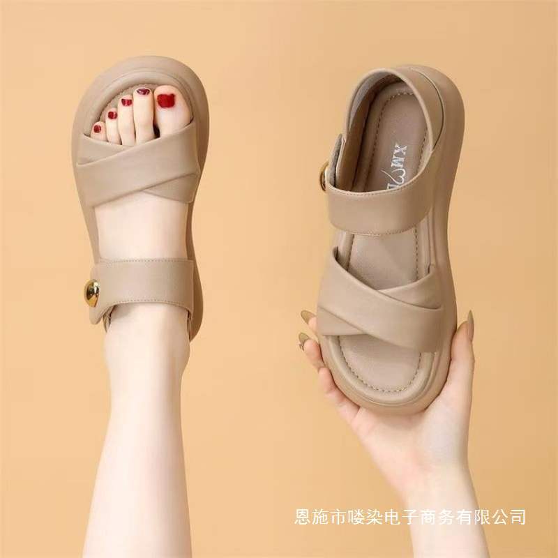 平底凉鞋女夏款2025新款感时尚仙女风两穿软底孕妇沙滩鞋大码