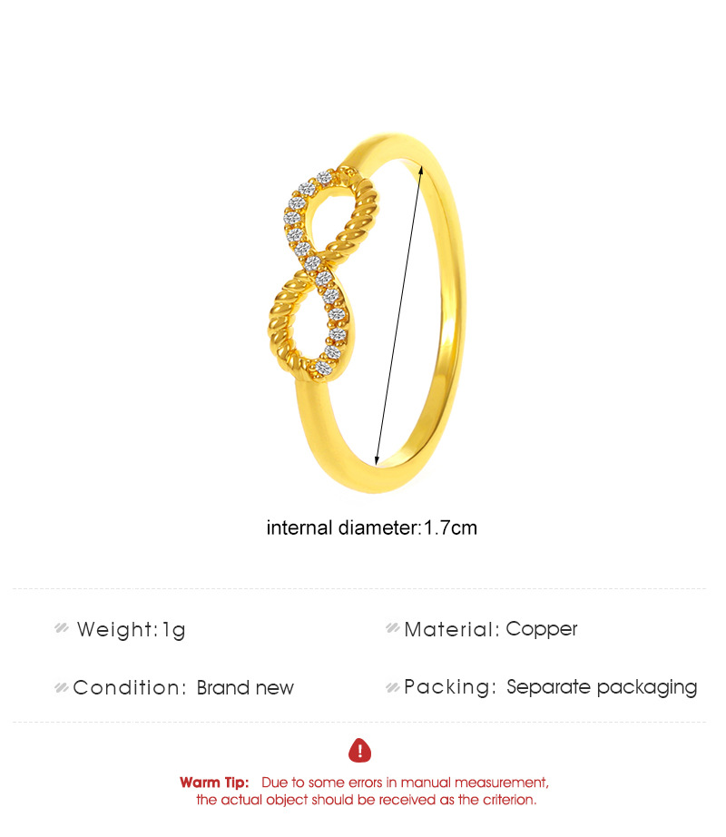 Fashion Number Copper Inlay Zircon Rings 1 Piece