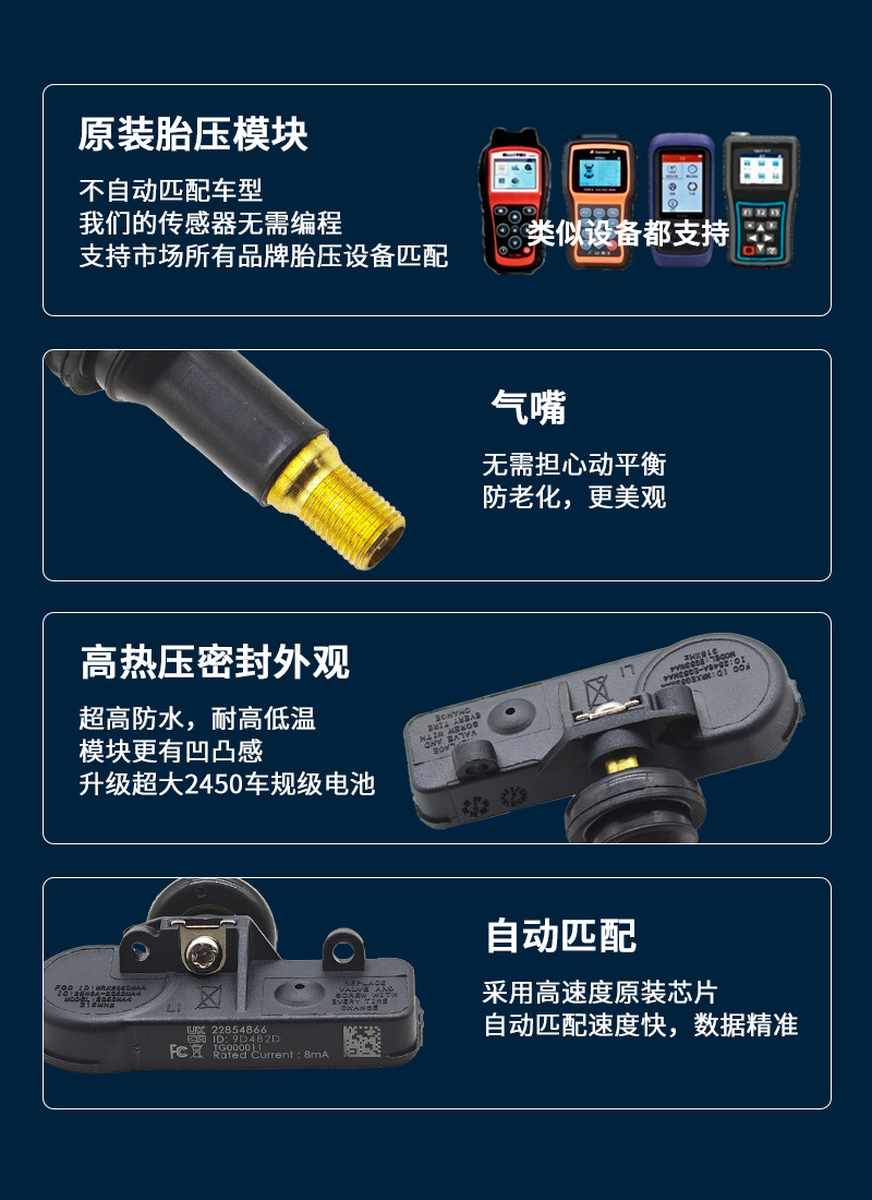 22854866, suitable for Buick Regal, Buick LaCrosse, Buick Excelle, and Chevrolet; tire pressure sensor (TPMS) accessories, wholesale, for cross-border sales