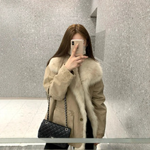 冬季加厚保暖派克服宽松工装皮草外套设计感毛毛立翻领羽绒棉服女