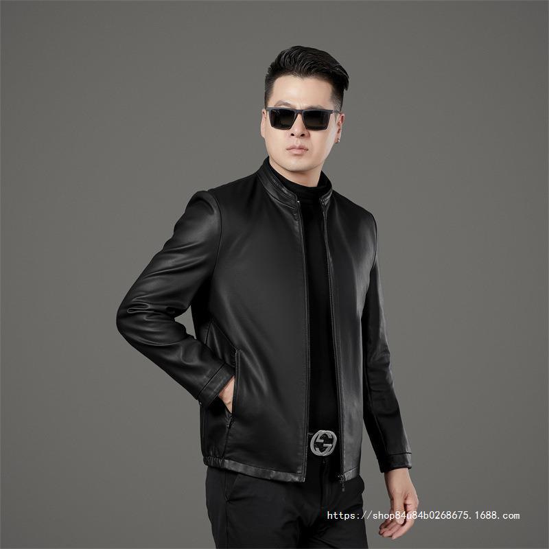 Autumn thin jacket for leisure, plus size, genuine leather