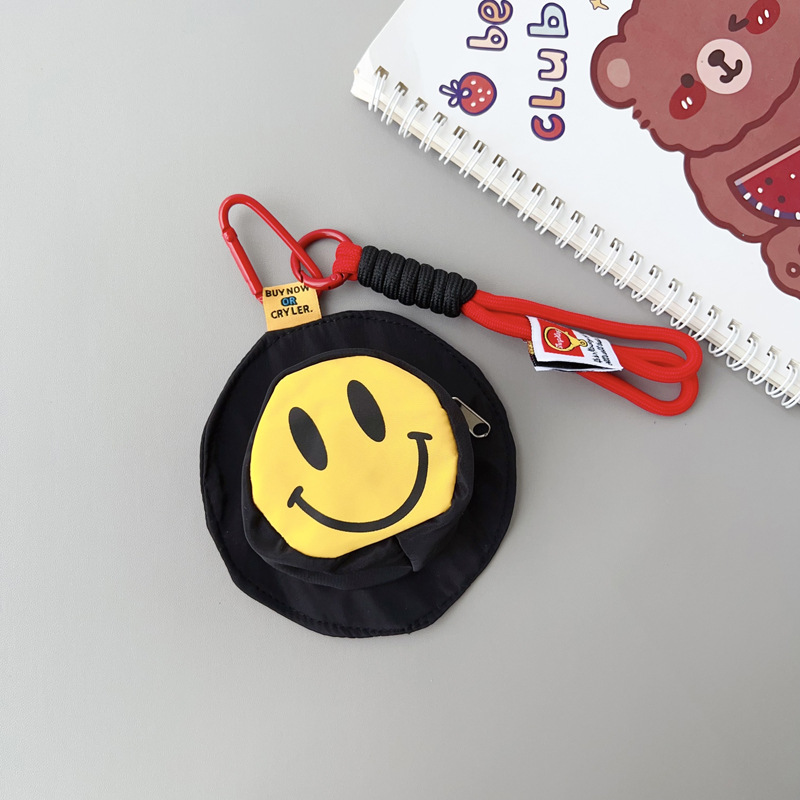 블랙 스마일리 미니백 + 레드 라벨 쇼트 로프 + 투명 클립