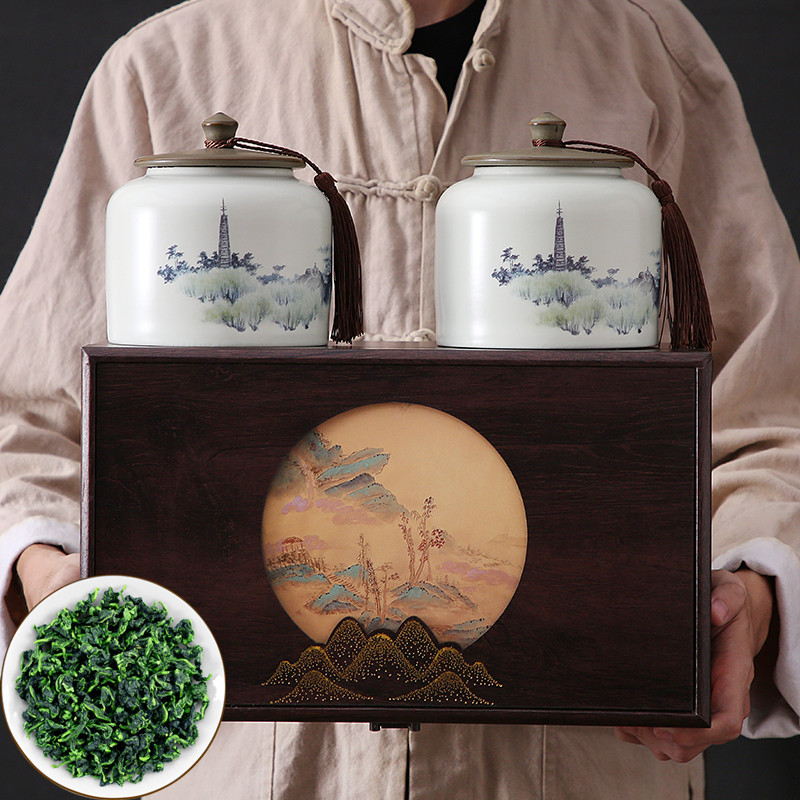 2023春茶新茶安溪高山茶叶散装铁观音乌龙茶清香型陶瓷礼盒装500g