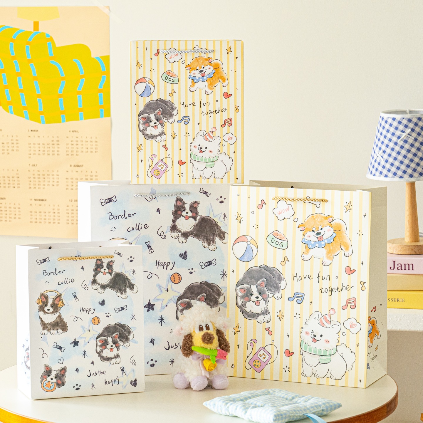 插画小狗手提袋精美可爱宠物送朋友生日礼物包装袋手绘涂鸦礼品袋