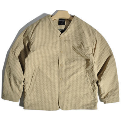 Japanese Retro Plaid Collarless Layered Quilted Cotton Jacket Loose Casual V-Neck Warm Cotton Coat Men's Outerwear Japanese Retro Plaid Collarless Layered Quilted Cotton Jacket Loose Casual V-Neck Warm Cotton Coat Men's Outerwear