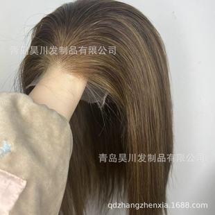 Human Hair Wig 5*5 Transparent Half Hand Hook Front Lace Combination White Head Wig 12inch Bob150% Density Wig