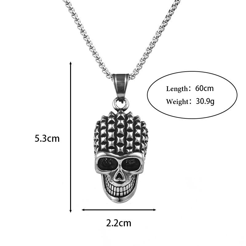 Punk Cráneo Acero Titanio Enchapado Hombres Collar Colgante display picture 3