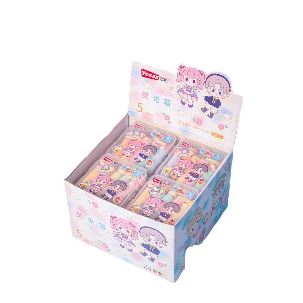 Mini resaltador de dibujos animados de alto valor facial lindo marcador de bolígrafo para estudiantes con bolígrafo de color clave para marcar pincel de pintura