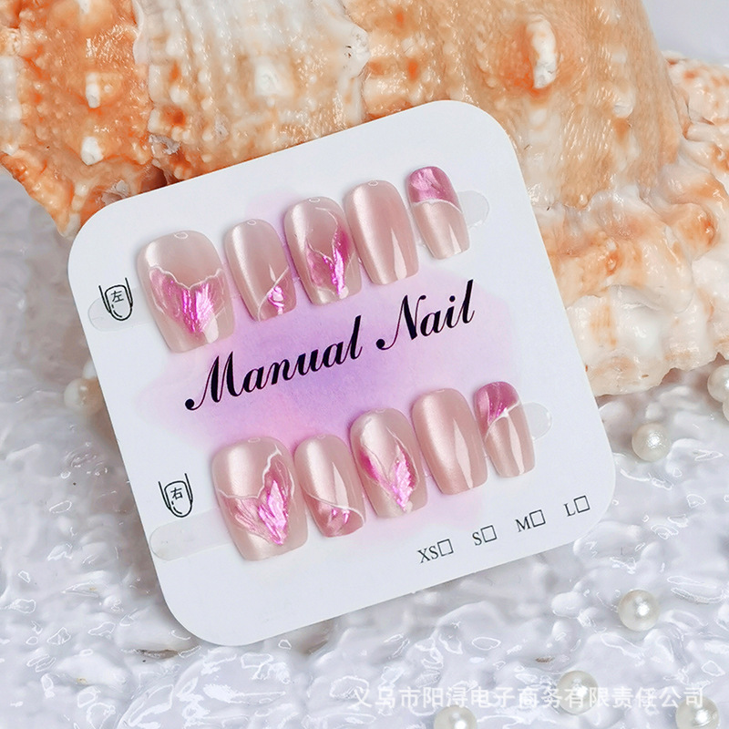 Pink Mermaid Cat Eye Cute Casual Texture Nail Art Patch Fake Nail Patch 10 Pieces in Code Pink Mermaid Cat Eye Cute Casual Texture Nail Art Patch Fake Nail Patch 10 Pieces in Code