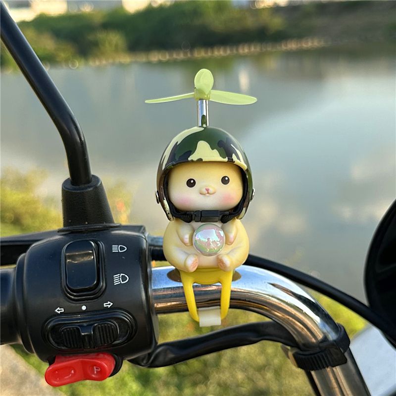 Cute Kitten Electric Car Decoration Little Yellow Duck Car Ornaments for Bicycles, Motorcycles and Helmets