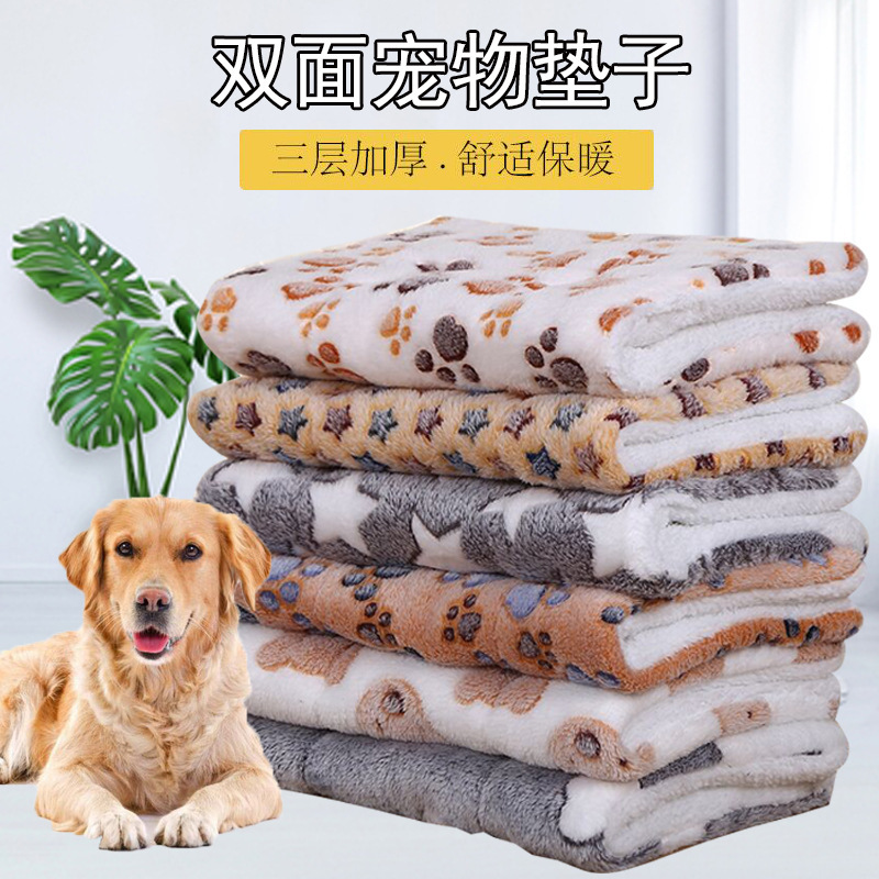 Pet Mat Autumn and Winter Thick Pet Nest Comfortable Cat Dog Sleeping Mat Warm Blanket Cartoon Double-sided Kennel