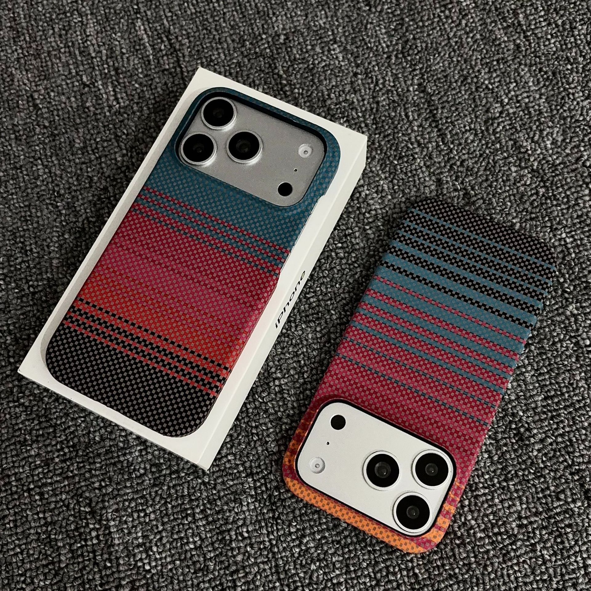 Suitable for iPhone 18 Pro Max Kevlar magnetic phone case, Apple 17 matte carbon fiber half-cover protective case