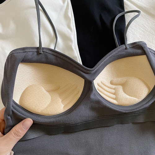 Spring new outer wear small camisole women's design niche inner wear beautiful back wrap chest strap chest pad hot girl top
