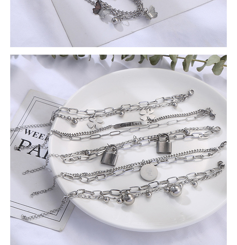 Simple Style Four Leaf Clover Titanium Steel Plating Bracelets 1 Piece