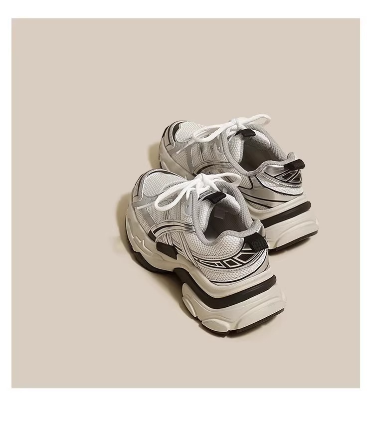 Ruoji All Match Color Matching Old Thick Soled Dad Shoes For Women 2024 Spring And Autumn New Mesh Breathable Casual Sports Shoes_voghion.com