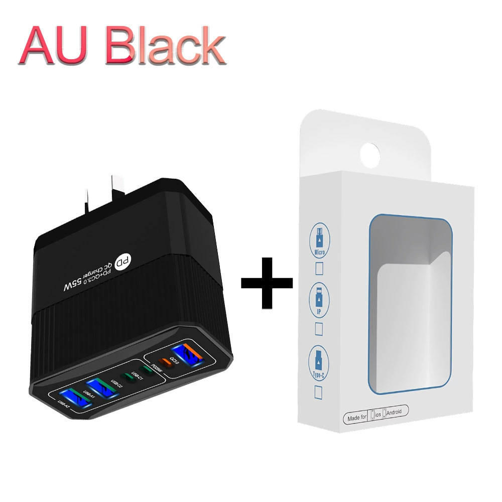 Зарядное устройство для мобильного телефона 3PD+3USB, быстрая зарядка для путешествий, зарядный блок PD55W QC3.0+PD25W