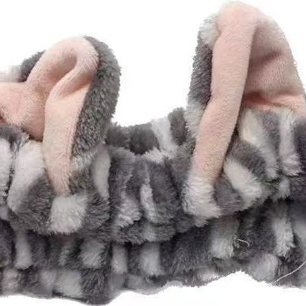 かわいいぬいぐるみ猫耳ヘッドバンド卸売女性の秋と冬超かわいい立体洗顔メイク防湿袖ストライプリストバンド|undefined