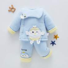 新生婴儿棉服两件套秋冬季衣服初生宝宝加厚保暖套装外出棉袄