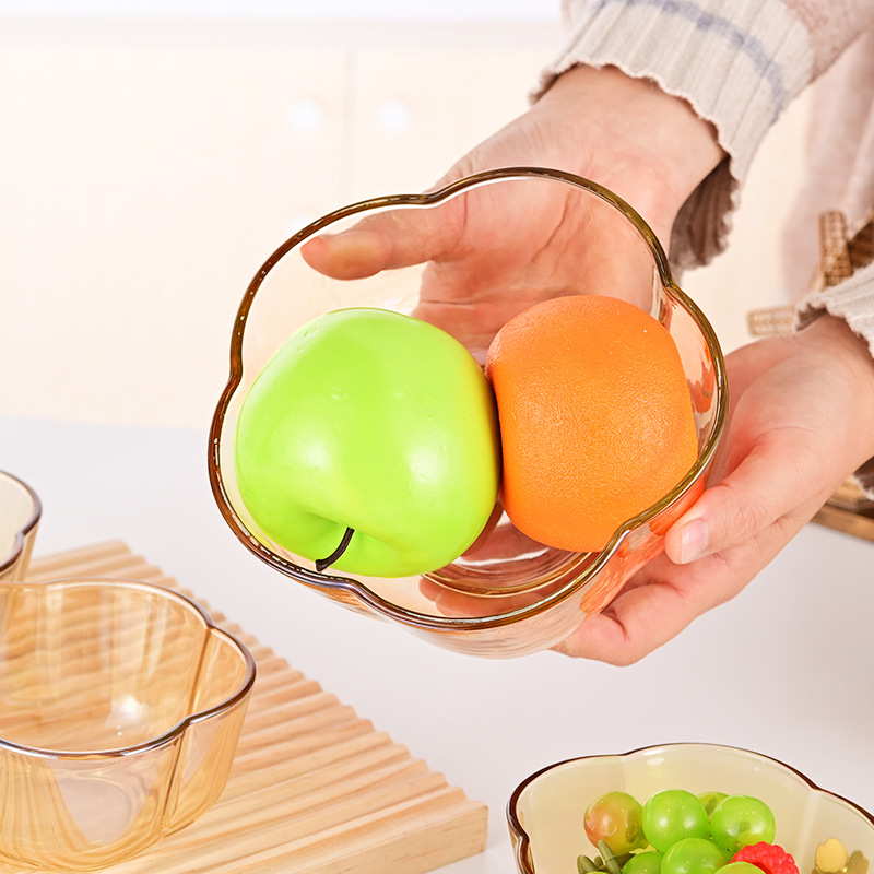 Cuenco de cristal con tapa para cocina, frutero doméstico, alto valor estético, color té simple, venta al por mayor de fábrica, cuenco de cristal en stock.