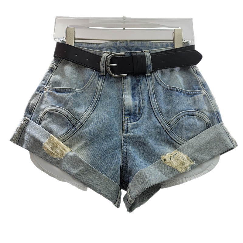 Pantalones Cortos de Mezclilla para Mujer de Tiro Bajo y Corte Ajustado