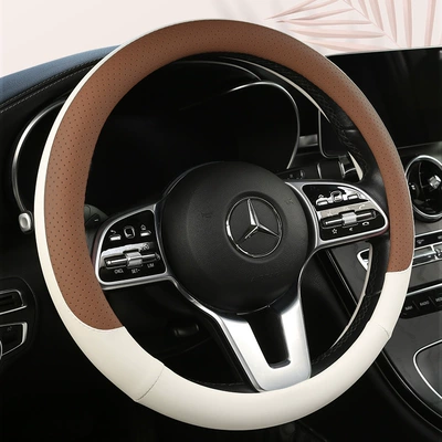 Steering wheel cover | L Golf 7 Bora - f08-light-brown-circle-xh-38cm