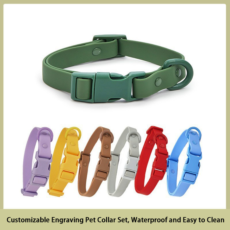 Inventario transfronterizo collar de perro macarón PVC para mascotas collar de cuerda de tracción conjunto impermeable collar de perro suave