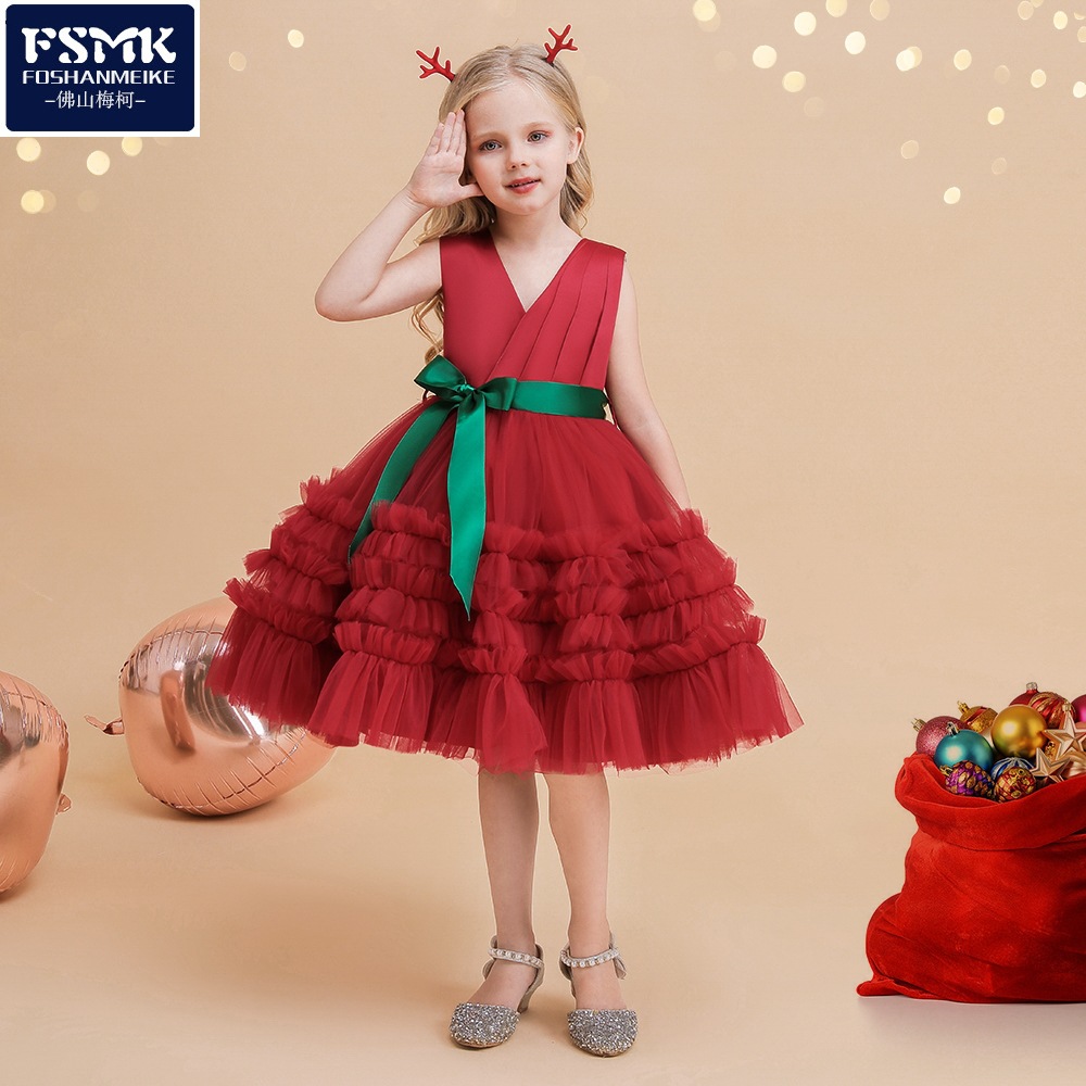 Europeo y americano nuevo en stock años de edad vestido multi-capa malla pastel pettiskirt Navidad princesa vestido de bebé vestido